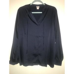 NWT! chico's silky, shiny navy blouse with ties